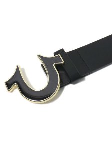 画像2: 【送料無料】TRUE RELIGION HORSESHOE BUCKLE BELT BLACK GOLD (2)