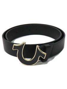 画像1: 【送料無料】TRUE RELIGION HORSESHOE BUCKLE BELT BLACK GOLD (1)