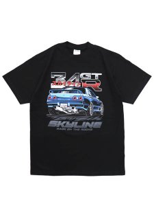 画像1: STREET WEAR SUPPLY GTR R34 SKYLINE BACK ON THE ROCKS TEE (1)