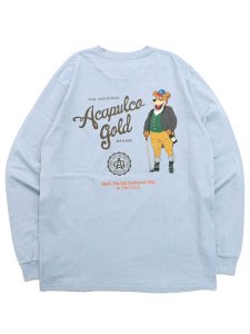 画像1: 【SALE】ACAPULCO GOLD 6.5oz RELAXED PARTY BEAR LS TEE STONE BL (1)