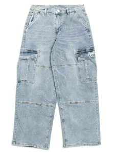 画像1: 【送料無料】PRO CLUB HW BAGGY FIT DENIM CARGO PANT LT STW (1)