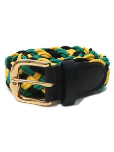 画像1: RAISE8 APPAREL BRAID BELT JAMAICA BLACK/GREEN/YELLOW (1)