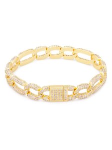 画像2: 【送料無料】KING ICE 10MM ICED FIGARO 8" GOLD BRACELET (2)