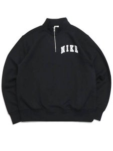 画像1: 【SALE】NIKE CLUB BB ARCH HALF ZIP LS TOP-BLACK/WHITE (1)