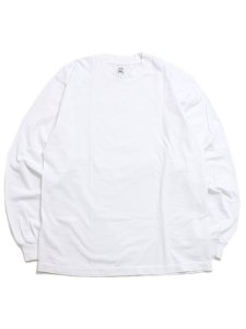 画像1: LOS ANGELES APPAREL 6.5oz GARMENT DYED CREW L/S TEE-WHITE (1)