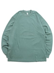 画像1: LOS ANGELES APPAREL 6.5oz GARMENT DYED CREW L/S TEE-ATLC GRN (1)