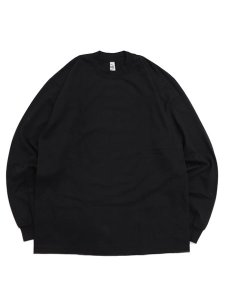 画像1: LOS ANGELES APPAREL 6.5oz GARMENT DYED CREW L/S TEE-BLACK (1)