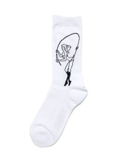 画像1: WHIMSY SOCKS FISHING GIRL SOCKS WHITE (1)