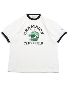 画像1: CHAMPION S/S RINGER TEE-WHITE/BLACK (1)