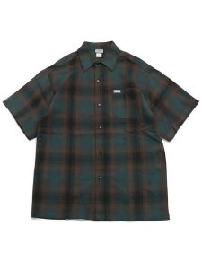 画像1: CALTOP FL PLAID S/S SHIRT GREEN/BROWN (1)