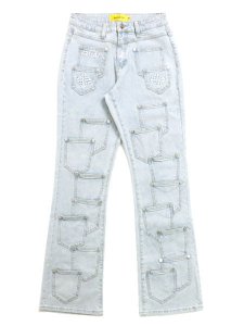 画像1: 【送料無料】GUAPI AQUA BLUE POCKETS FLARED DENIM (1)
