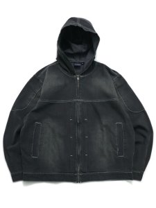 画像1: 【送料無料】INTERBREED MASH UP DENIM HOODIE BLACK (1)
