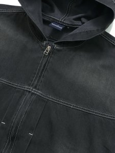 画像3: 【送料無料】INTERBREED MASH UP DENIM HOODIE BLACK (3)