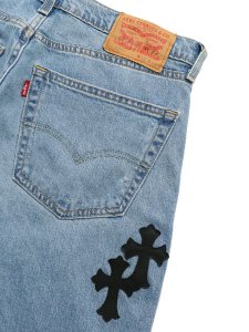 画像5: 【送料無料】ADVANCE LEVIS 505 CROSS LEATHER LT BLUE BLACK (5)