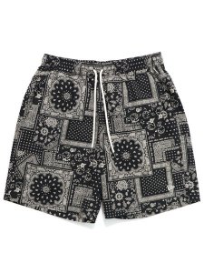 画像1: NEW ERA FLORAL PAISLEY WOVEN SHORT PANTS BLACK (1)