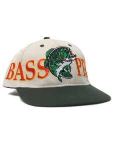 画像2: BASS PRO SHOPS THROWBACK LOGO TWILL CAP BONE/DARK GREEN (2)