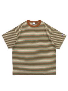 画像1: CHAMPION US COTTON BORDER TEE-MEDIUM BROWN (1)