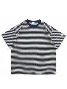 画像1: CHAMPION US COTTON BORDER TEE-NAVY (1)