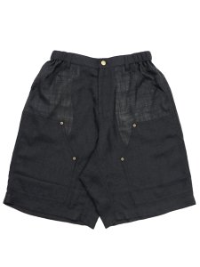 画像1: 【送料無料】WHIMSY SOCKS LINEN PAINTER BAGGY SHORT BLACK (1)