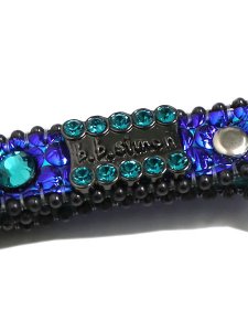 画像3: 【送料無料】B.B.SIMON BLUE PEARL ZIRCON LEATHER KEY CHAIN (3)