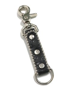 画像2: 【送料無料】B.B.SIMON BLACK & CLEAR LEATHER KEY CHAIN (2)