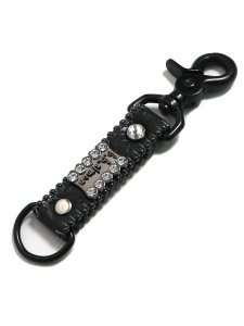 画像1: 【送料無料】B.B.SIMON CLEAR BLACK LEATHER KEY CHAIN 2 (1)