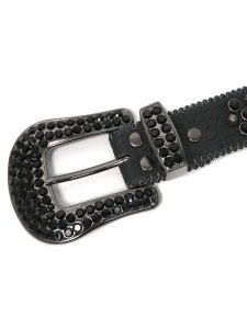 画像2: 【送料無料】B.B.SIMON LAVASAN BLACK JET LEATHER BELT (2)