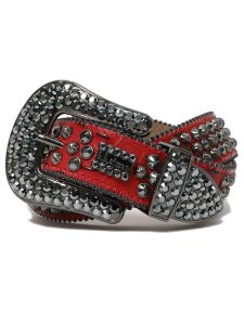 画像1: 【送料無料】B.B.SIMON LAVASAN RED SNAKE HEMATITE LEATHER BELT (1)