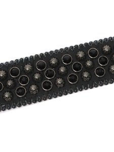 画像4: 【送料無料】B.B.SIMON LAVASAN BLACK JET LEATHER BELT (4)
