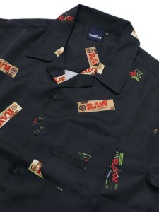 画像3: 【送料無料】INTERBREED RAW PAPERS OPEN COLLAR SHIRT BLACK (3)