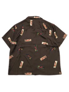 画像2: 【送料無料】INTERBREED RAW PAPERS OPEN COLLAR SHIRT BROWN (2)