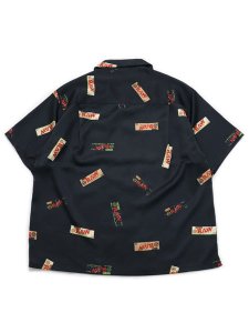 画像2: 【送料無料】INTERBREED RAW PAPERS OPEN COLLAR SHIRT BLACK (2)