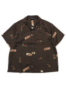 画像1: 【送料無料】INTERBREED RAW PAPERS OPEN COLLAR SHIRT BROWN (1)