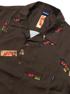 画像3: 【送料無料】INTERBREED RAW PAPERS OPEN COLLAR SHIRT BROWN (3)