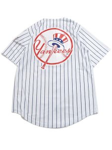画像2: 【送料無料】FANATICS YANKEES PRIMARY LOGO BB SHIRT WH/NV STRP (2)