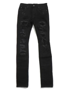 画像1: 【送料無料】mnml X201 RHINESTONE SKINNY DENIM BLACK (1)
