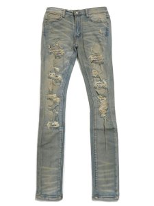 画像1: 【送料無料】mnml X201 RHINESTONE SKINNY DENIM BLUE (1)