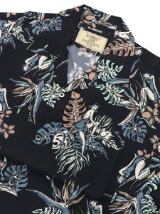 画像3: 【送料無料】AVIREX ALOHA SHIRT TROPICAL GIRL BLACK (3)