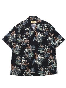 画像1: 【送料無料】AVIREX ALOHA SHIRT TIGER & PALM TREE BLACK (1)