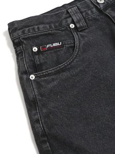 画像4: 【送料無料】FUBU DENIM BUGGY HALF PANTS BLACK (4)