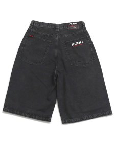 画像1: 【送料無料】FUBU DENIM BUGGY HALF PANTS BLACK (1)