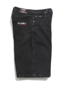 画像3: 【送料無料】FUBU DENIM BUGGY HALF PANTS BLACK (3)