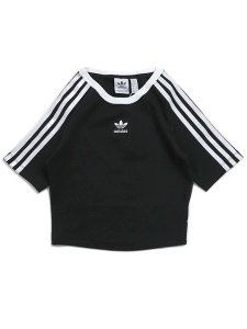 画像1: ADIDAS WMNS 3 STRIPES BABY TEE-BLACK (1)