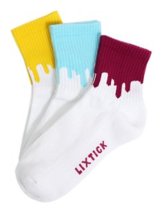 画像1: LIXTICK DRIP SOCKS 3PACK 4TH T.BLUE/YEL/MAGENTA (1)