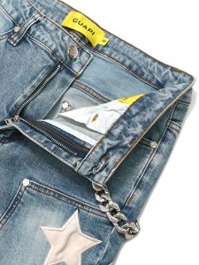 画像4: 【送料無料】GUAPI AQUA BLUE VINTAGE STARS DENIM (4)
