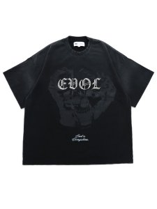 画像1: 【送料無料】EVOL BY FUTURE EVOL RHINESTONES SPLIT SKULL TEE FADED B (1)