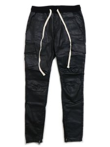 画像1: 【送料無料】mnml CARGO DRAWCORD PANTS WAXED BLACK (1)