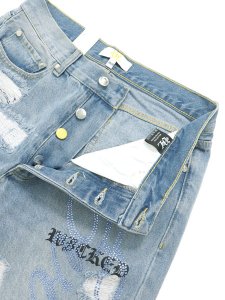画像4: 【送料無料】EVOL BY FUTURE EVOL HEARTS DENIM SHORT LIGHT WASH DENIM (4)