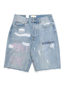 画像1: 【送料無料】EVOL BY FUTURE EVOL HEARTS DENIM SHORT LIGHT WASH DENIM (1)