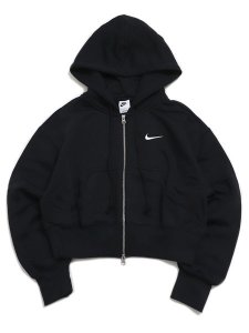 画像1: NIKE WMNS PHNX FLC CROP FZ HDY-BLACK/SAIL (1)